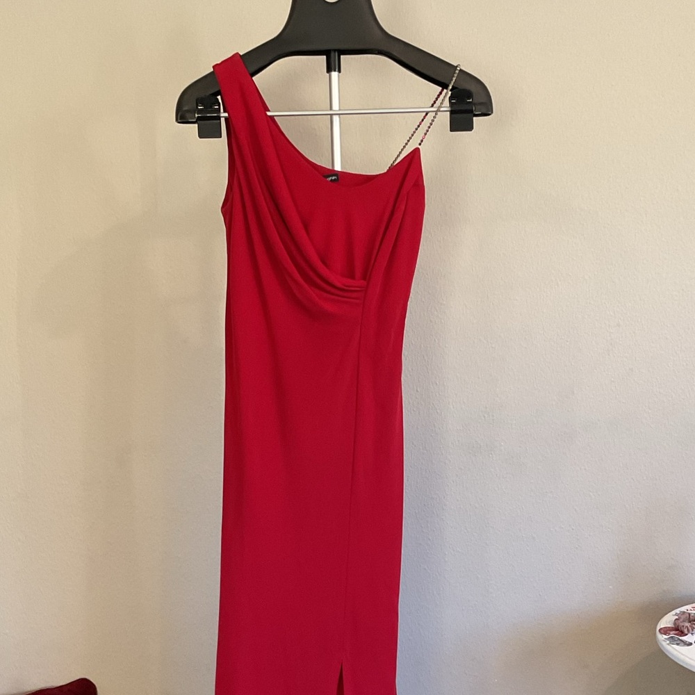 Red One Shoulder Floor Length Special Occasion Dress